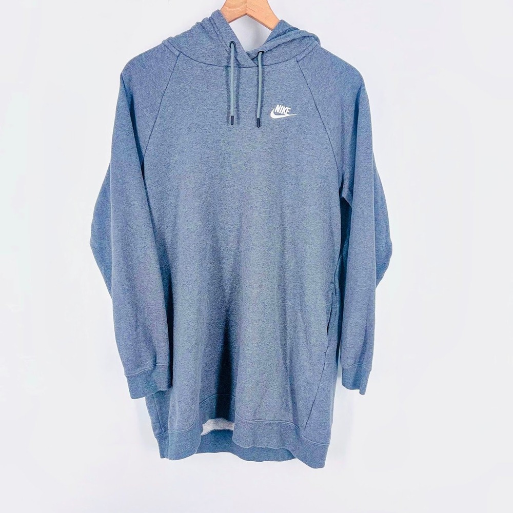 Nike Womens Essential Fleece Hoodie Grey Tunic Pullover BV9239-071 Small